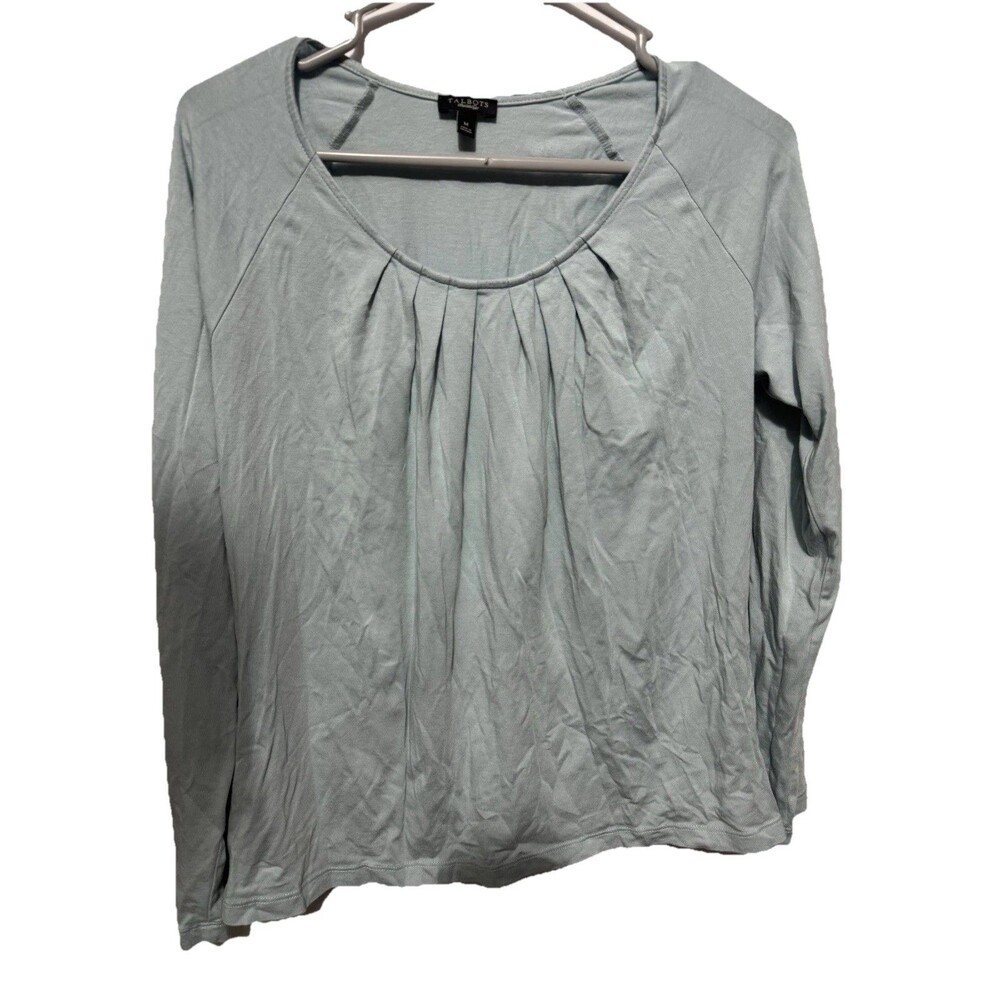 Talbots Size Medium Light Blue Casual Blouse Long Sleeve